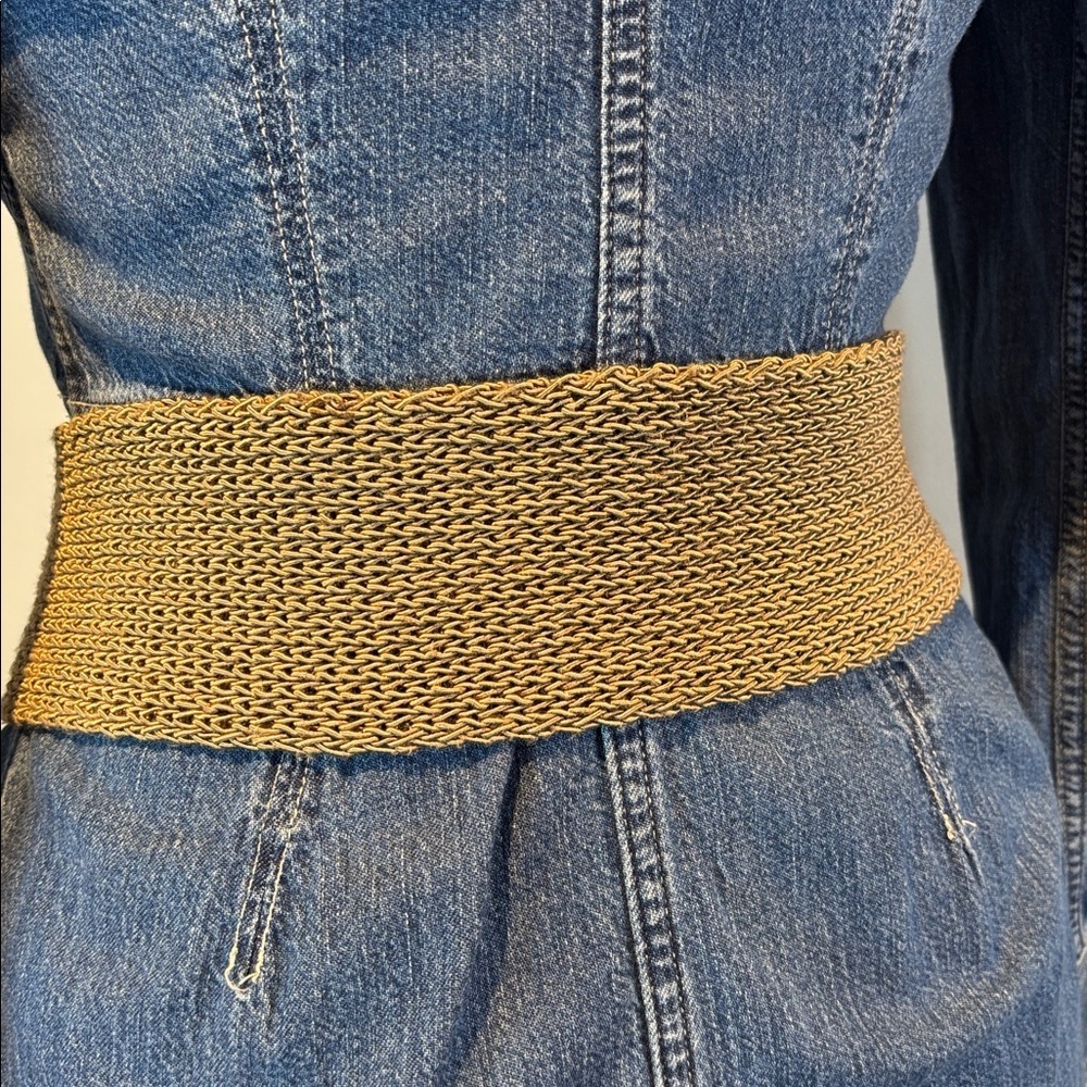 Olsen tan leather and Cotton weaved belt size medium - Picture 3 of 13